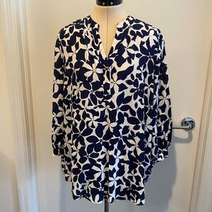 Hobbs London Essie Blouse Blue and White Floral Size 12